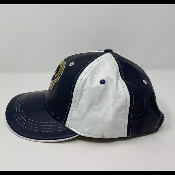 Reebok NFL St Louis Rams Navy Blue & white Leather Baseball Hat Made In U.S.A - Picture 2 of 7